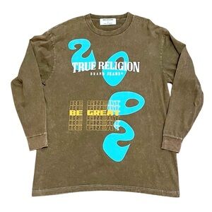 True Religion x Kida the Great Long Sleeve Burnout Green T Shirt Men’s Size L